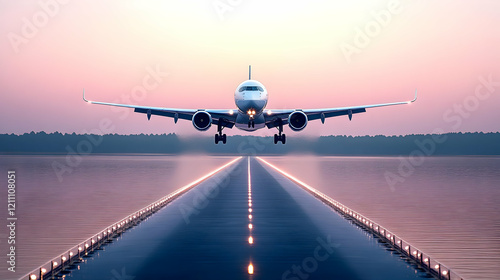 Airplane Landing on Illumin...