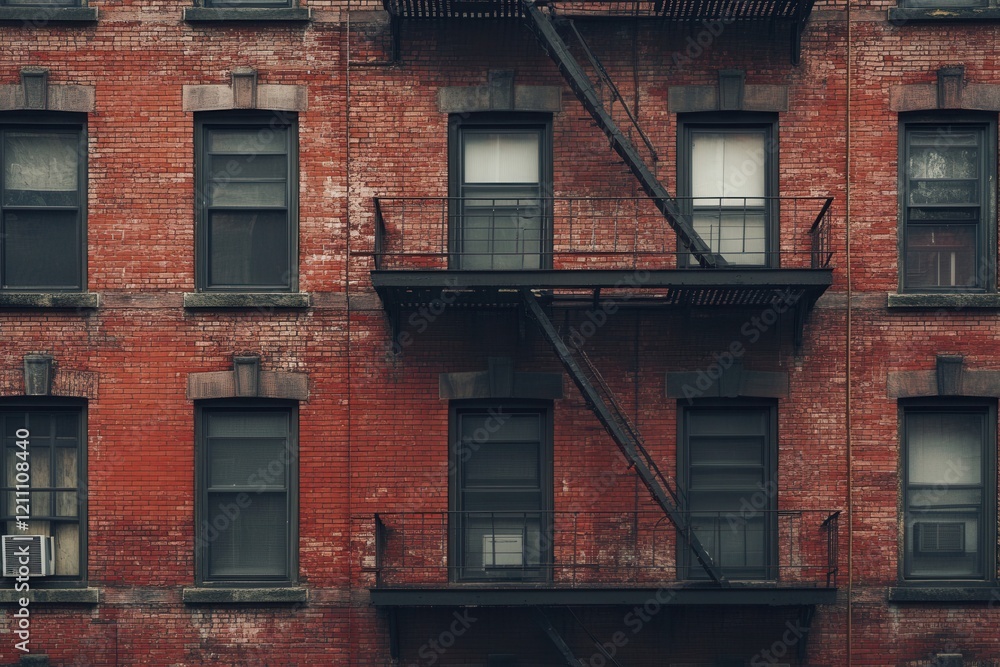 City brick building fire escape detail City brick building fire escape detail