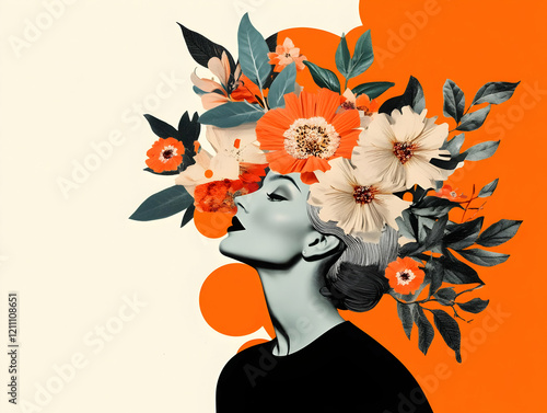 Artistic collage of woman w...