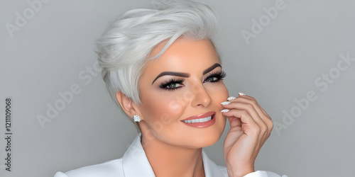 Stylish Woman Poses Elegant...