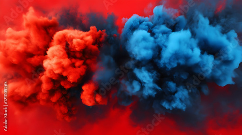 Red and Blue Smoke Clouds C...