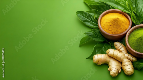 Turmeric, matcha powder, an...