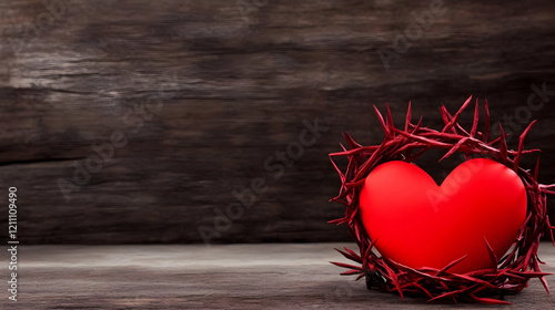 Red Heart Entwined with Tho...