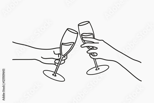 Champagne toast hand drawn illustration vector