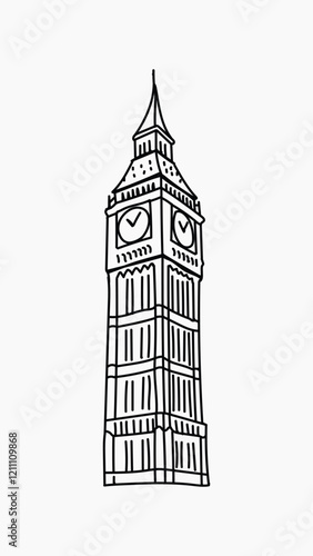 Big Ben London hand drawn illustration vector