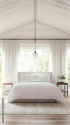 Modern Minimalist Bedroom Interior Design Showcases a Cozy and Elegant Space with Natural Light