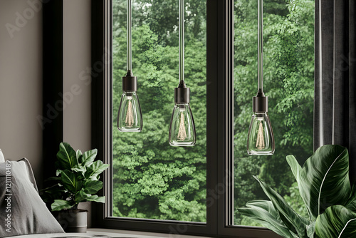 Three Pendant Lights Illumi...