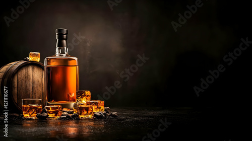 Bottle of Golden Liquor Sit...