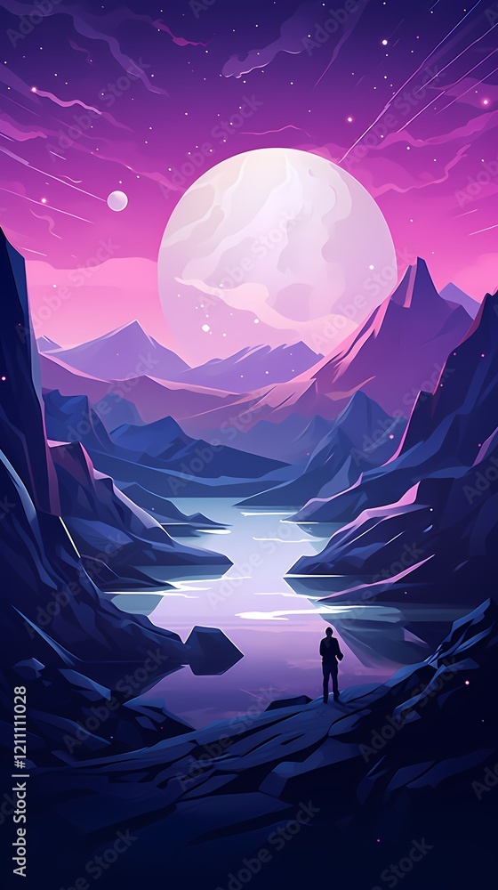 Obraz premium Digital technology purple and pink science fiction space poster background