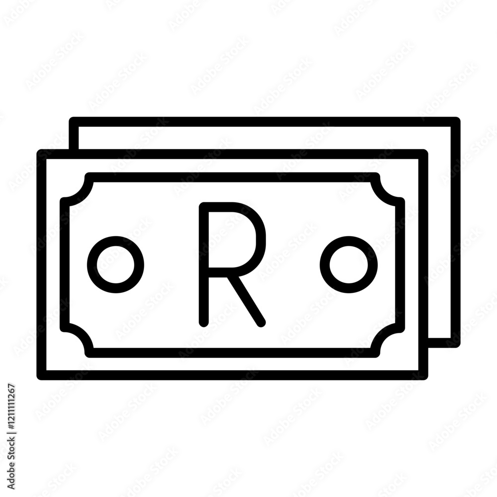 South African Rand Note Outline Style Icon South African Rand Note Outline Style Icon