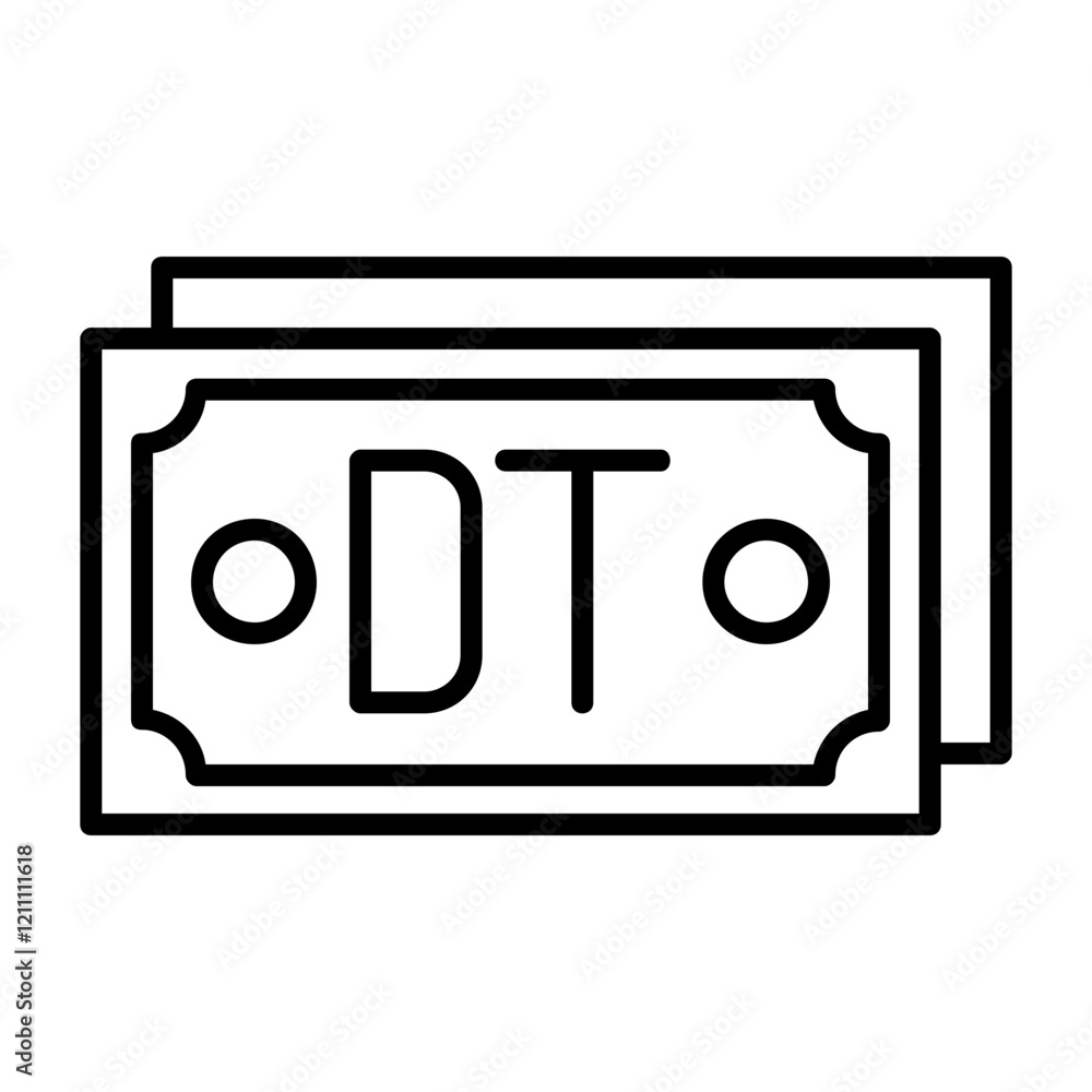 Tunisian Dinar Note Outline Style Icon Tunisian Dinar Note Outline Style Icon