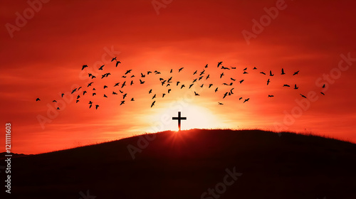 Cross Silhouette Stands on ...