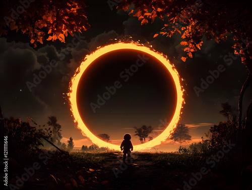 Astronaut Walks Towards Glo...