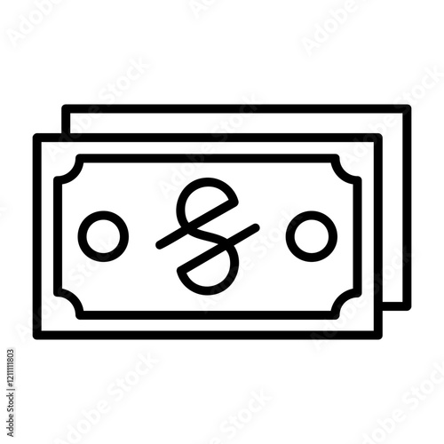 Uzbekistani Som Note Outline Style Icon