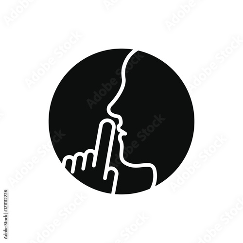 do not disturb icon, please do quiet, pssst or shhh gesture lips, silence or secret, keep shut mouth - icon vector