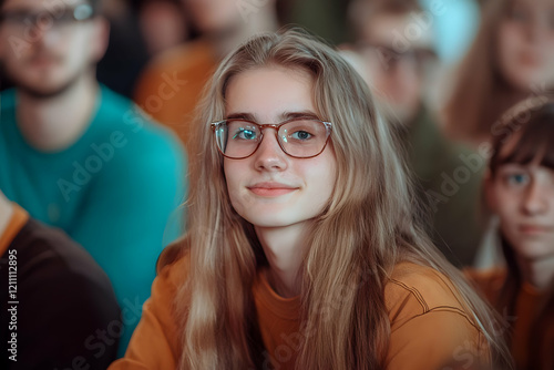 Blonde Girl with Glasses Sm...