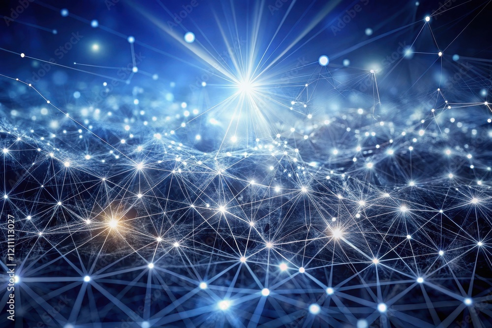 Abstract Network Connection Illuminated Nodes and Interconnected Pathways in a Digital Landscape Abstract Network Connection Illuminated Nodes and Interconnected Pathways in a Digital Landscape