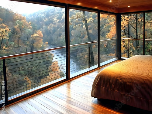Modern Bedroom Overlooks Se...