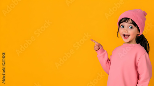 Excited Girl Points Finger ...