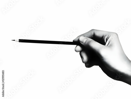 Hand Holds a Pencil Against...