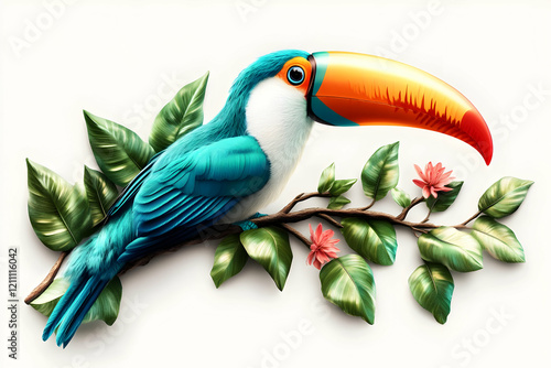 Toucan Bird Perches on a Lu...