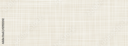 Beige linen seamless texture. Ecru canvas repeating background. Light cream sackcloth fabric material wallpaper. Rough hessian textile. Rustic woven burlap surface. Vector organic cotton backdrop