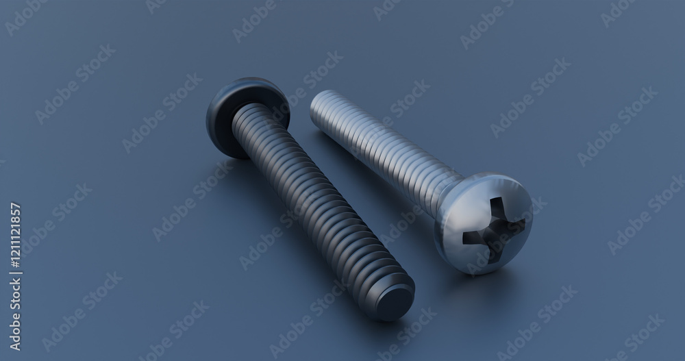 Pan Head Phillips Screws close up; joining and fastening devices Pan Head Phillips Screws close up; joining and fastening devices