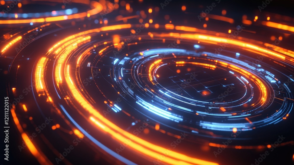 Abstract Orange Neon Circles Glow Abstract Orange Neon Circles Glow