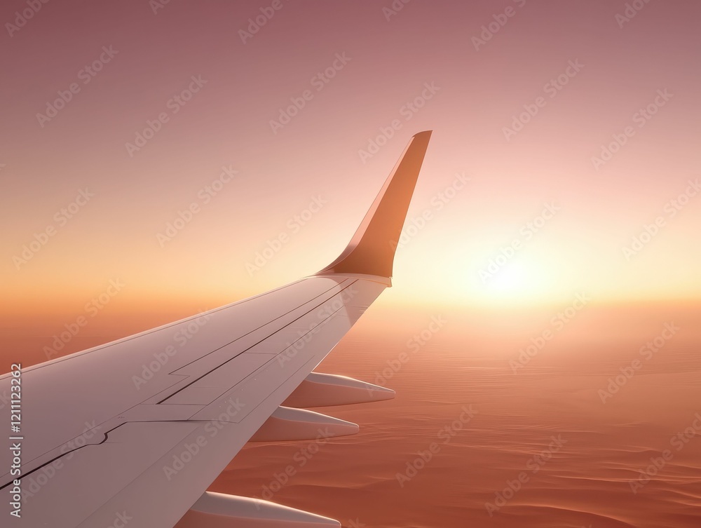 A serene view of an airplane wing against a vibrant sunset, showcasing the beauty of flight and the horizon. A serene view of an airplane wing against a vibrant sunset, showcasing the beauty of flight and the horizon.