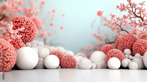 Abstract colorful spheres on a soft background. photo