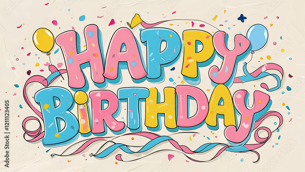 Fototapeta premium Colorful Happy Birthday Celebration Banner Design