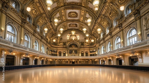 Elegant Ballroom Interior Ornate Gold Architecture Design
