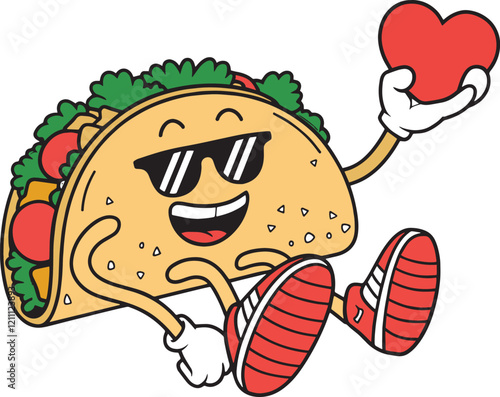 A cheerful taco character 