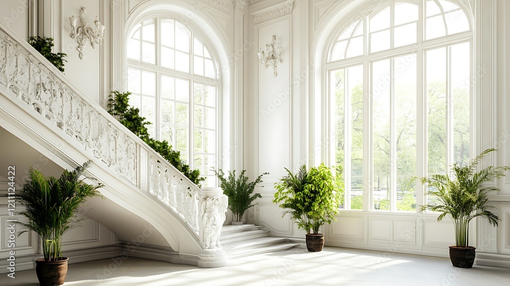 Elegant White Staircase Grand Hall Interior Design Elegant White Staircase Grand Hall Interior Design