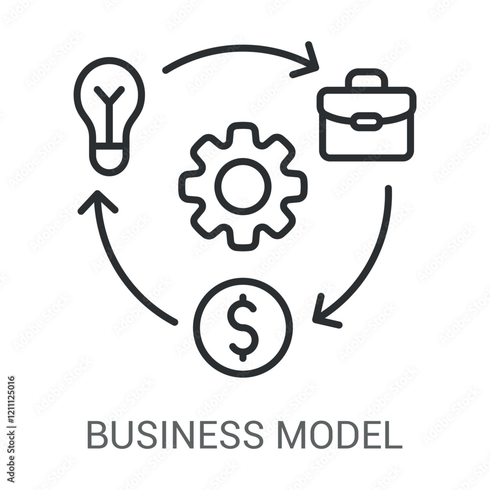 Business Model Icon Vector Illustration Line Style Business Model Icon Vector Illustration Line Style