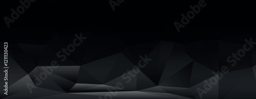 Geometric background with black and gray tones. The background features angular shapes, creating a modern, abstract background style. Modern abstract geometric minimal background vector