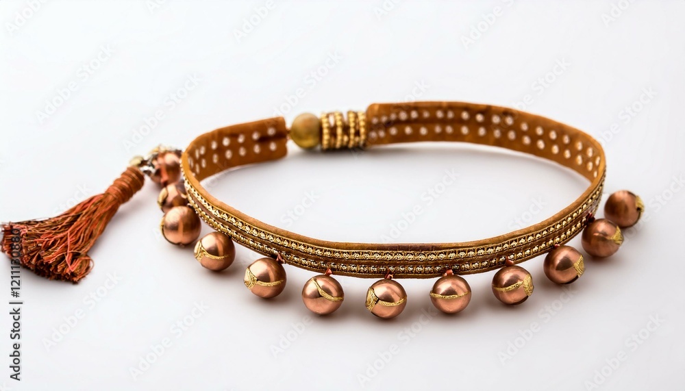 Elegant gold and copper anklet with tassel. Elegant gold and copper anklet with tassel.