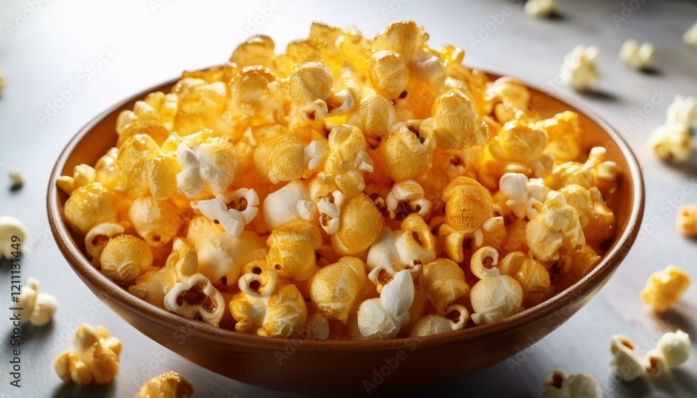 A bowl of buttery popcorn, perfect for movie night! A bowl of buttery popcorn, perfect for movie night!