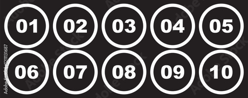 Bullet Points, info markers, Triangle icon arrow set, Number, Flags, 0, 1 to 9, Flat, design, isolated, vector.