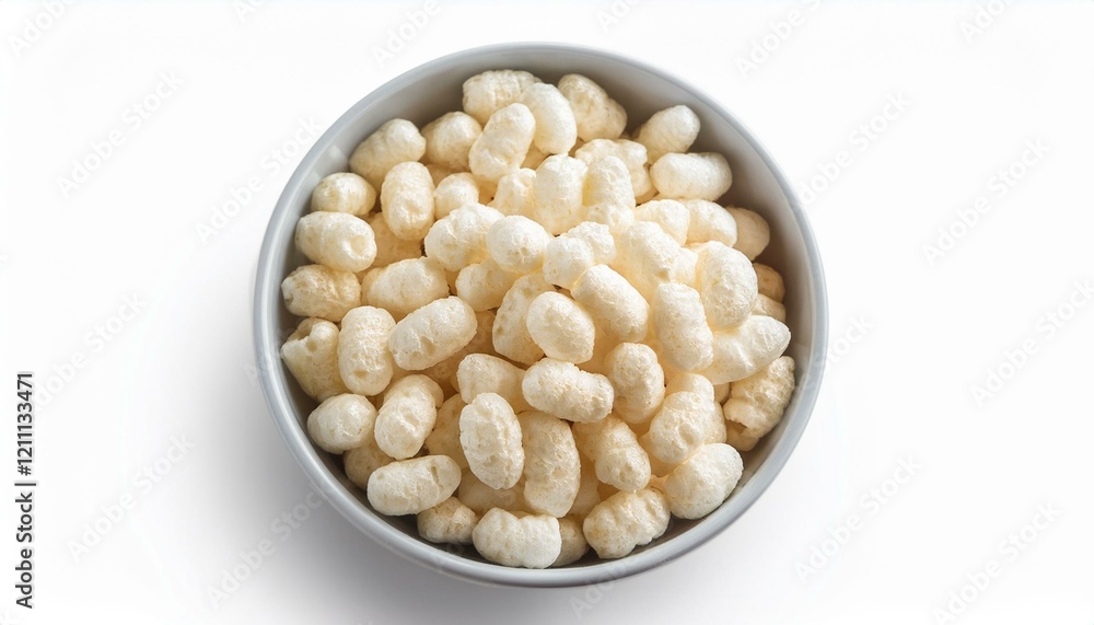 A bowl of puffed rice cereal. A light and airy snack. A bowl of puffed rice cereal. A light and airy snack.