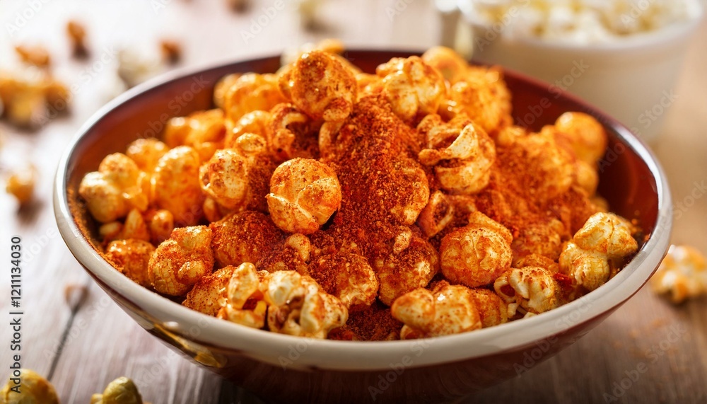 Spicy popcorn in a bowl. A delicious and crunchy snack. Spicy popcorn in a bowl. A delicious and crunchy snack.