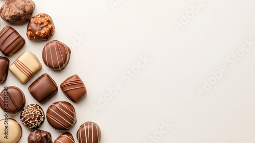 Wallpaper Mural Assorted Gourmet Chocolate Candies on Light Background Perfect for Sweet Treats and Dessert Lovers Torontodigital.ca