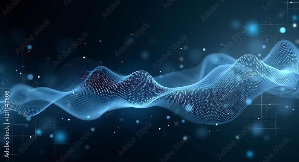 Naklejka premium Abstract Blue Wave Particle Background Image