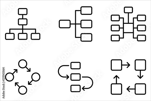 workflow icon set for startup business. Pictogram in outline style. Vector flat line icon on white background