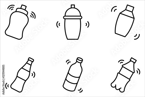 shaker icon set, shake the bottle well on white background