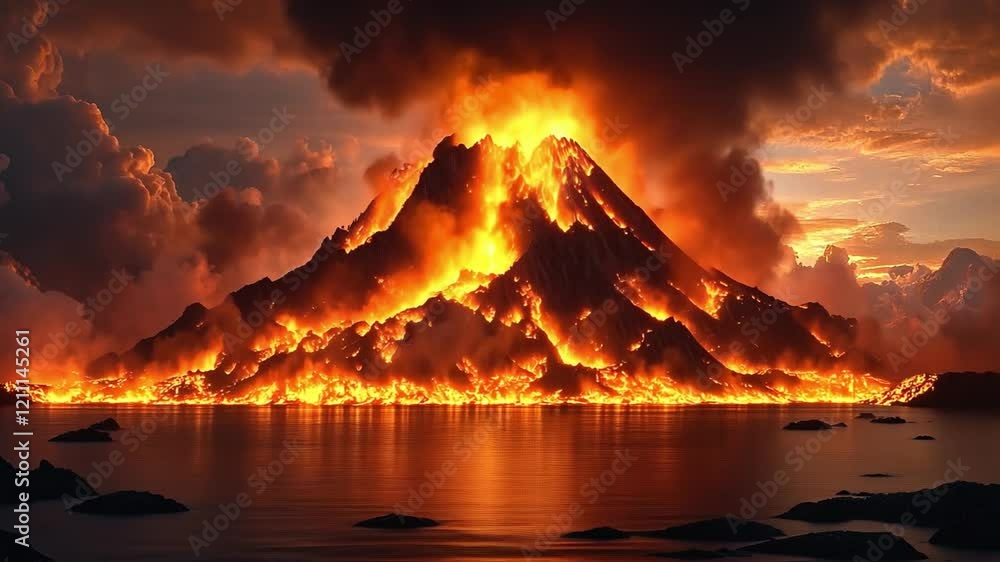 Volcano Eruption in Fiery Glory: A dramatic scene captures the raw ...