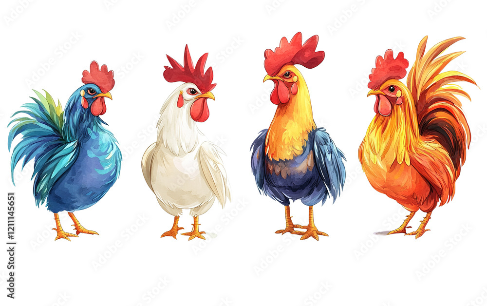 Fototapeta premium Set of Village chicken available on transparent background.PNG