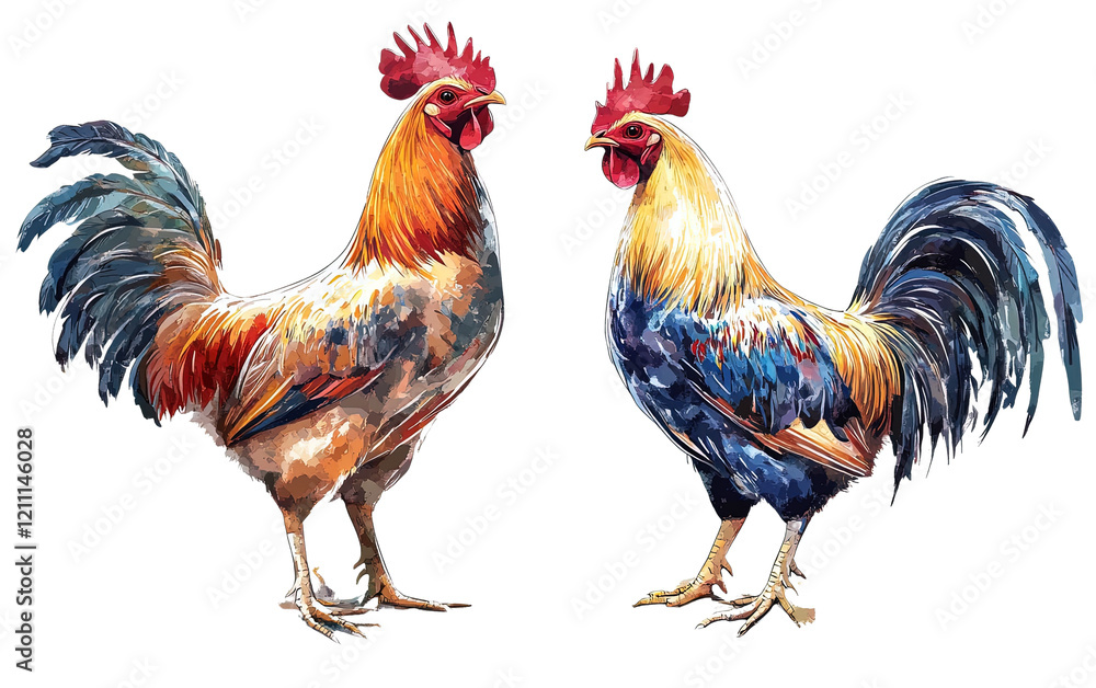 Fototapeta premium Set of Village chicken available on transparent background.PNG