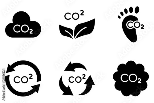 co2 reduction icons set. Reduce co2 gas icon set. Carbon reduction sign on white background