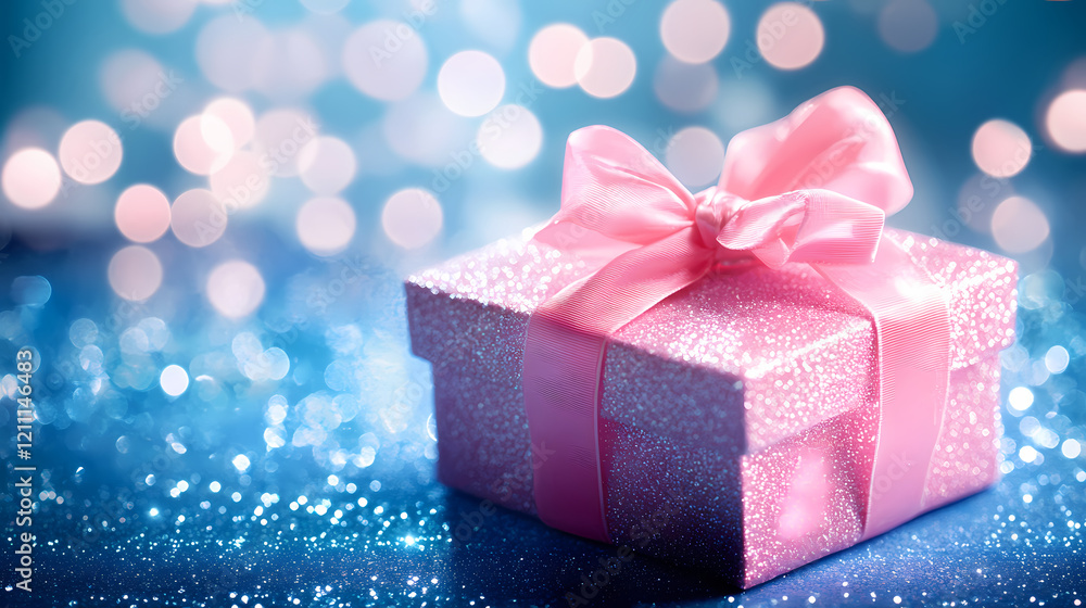 Fototapeta premium Romantic Display of Pink Glitter Gift Box